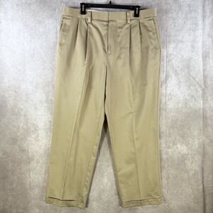 Dockers D4 Pants Men 38x30 Tan Khaki Pleated Cuffed‎ Straight Leg Cotton Casual
